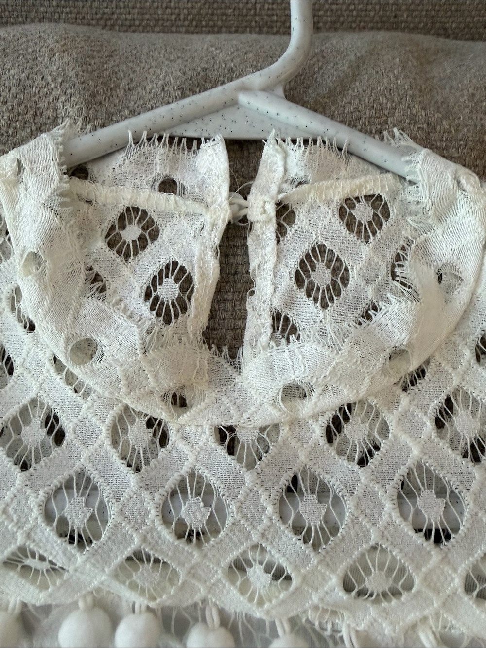 SHEIN White Crochet Lace Pom-Pom Trim Mini Dress - Picture 4 of 10